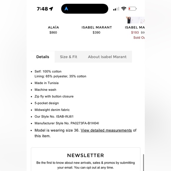 ISABEL MARANT Joanny jeans sold out - Picture 5 of 5